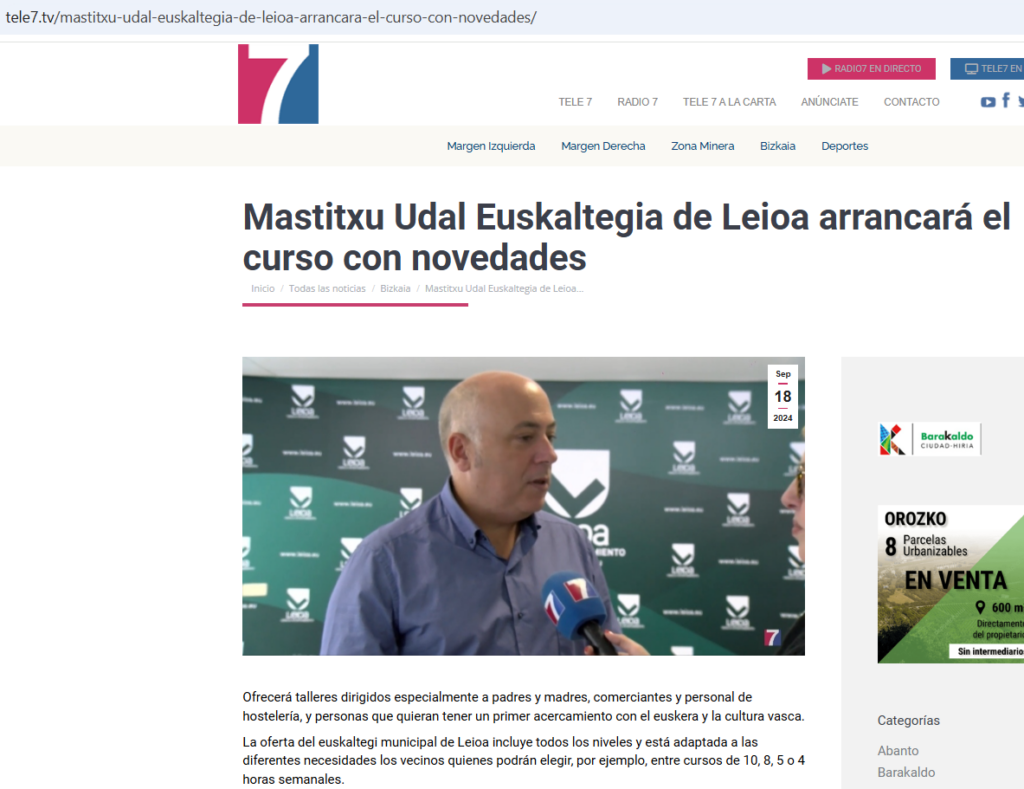 Mastitxu Euskaltegi Tele7 20240918