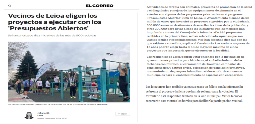 Elección Ejecución Presupuestos Abiertos El Correo 20240430