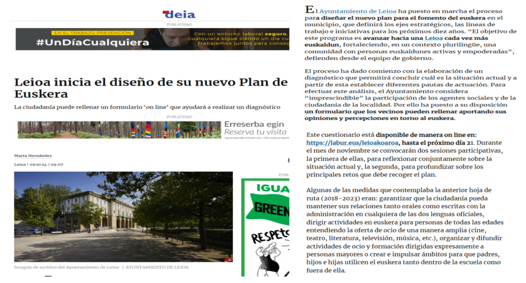Nuevo Plan de Euskera Deia 20241009